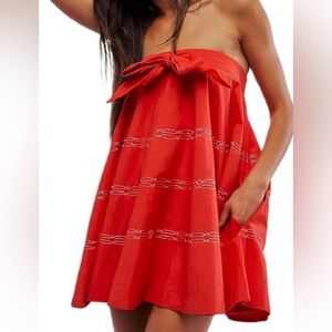Free People Full Swing Red Mini Dress